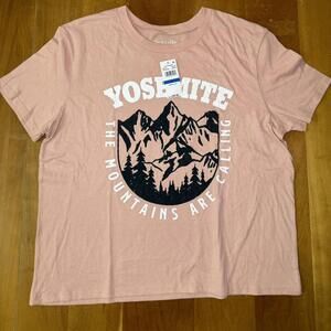 Love Tribe pink and white Yosemite tee women's - NWT
